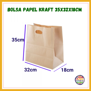 BOLSA PAPEL KRAFT 35x32x18cm c/manilla