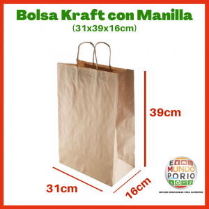 BOLSA KRAFT C/MANILLA CORDON 31x39x16cm